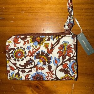NWT Vera Bradley Floral Keychain Wallet - Cream and Brown